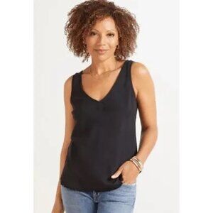 Cloth & Stone Black Tank Top Fray Edge Size XL